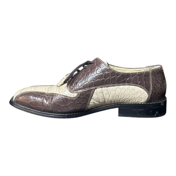 Telani Two Tone Lace Up Dress Shoes Brown Tan Genuine Leather Mens Size 9 Tassel main image 8